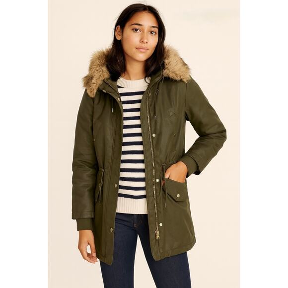 J. Crew Perfect Winter Parka Primaloft Olive Green - Picture 1 of 8